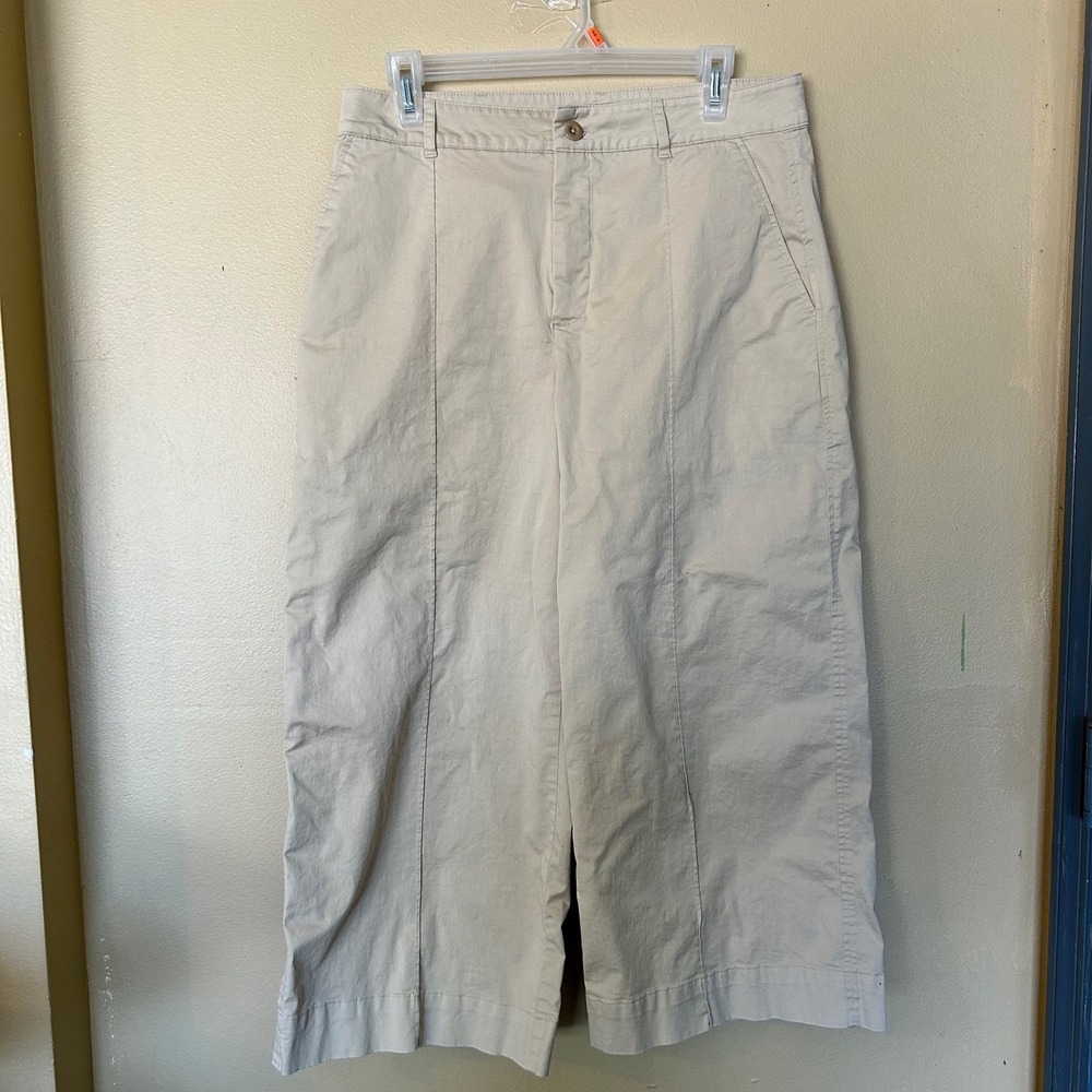Ralph Lauren Wide Leg Pedal Pusher Pants Beige Woman's 8‎ Cotton